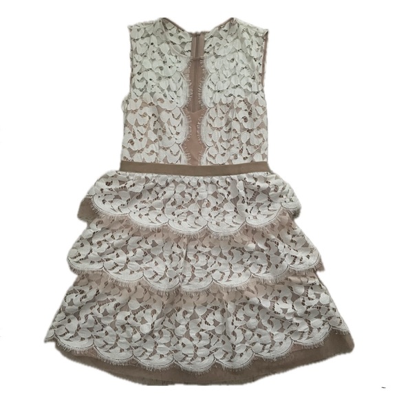 BCBG MaxAzria White Lace and Cream dress